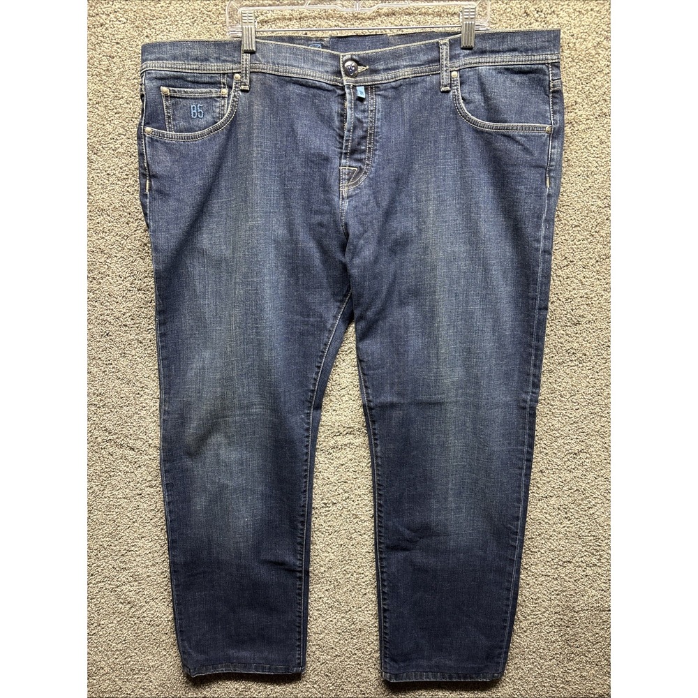Belvest B5 Pockets Straight Fit Button Fly‎ Blue Stretch Denim Jeans Mens 44x32